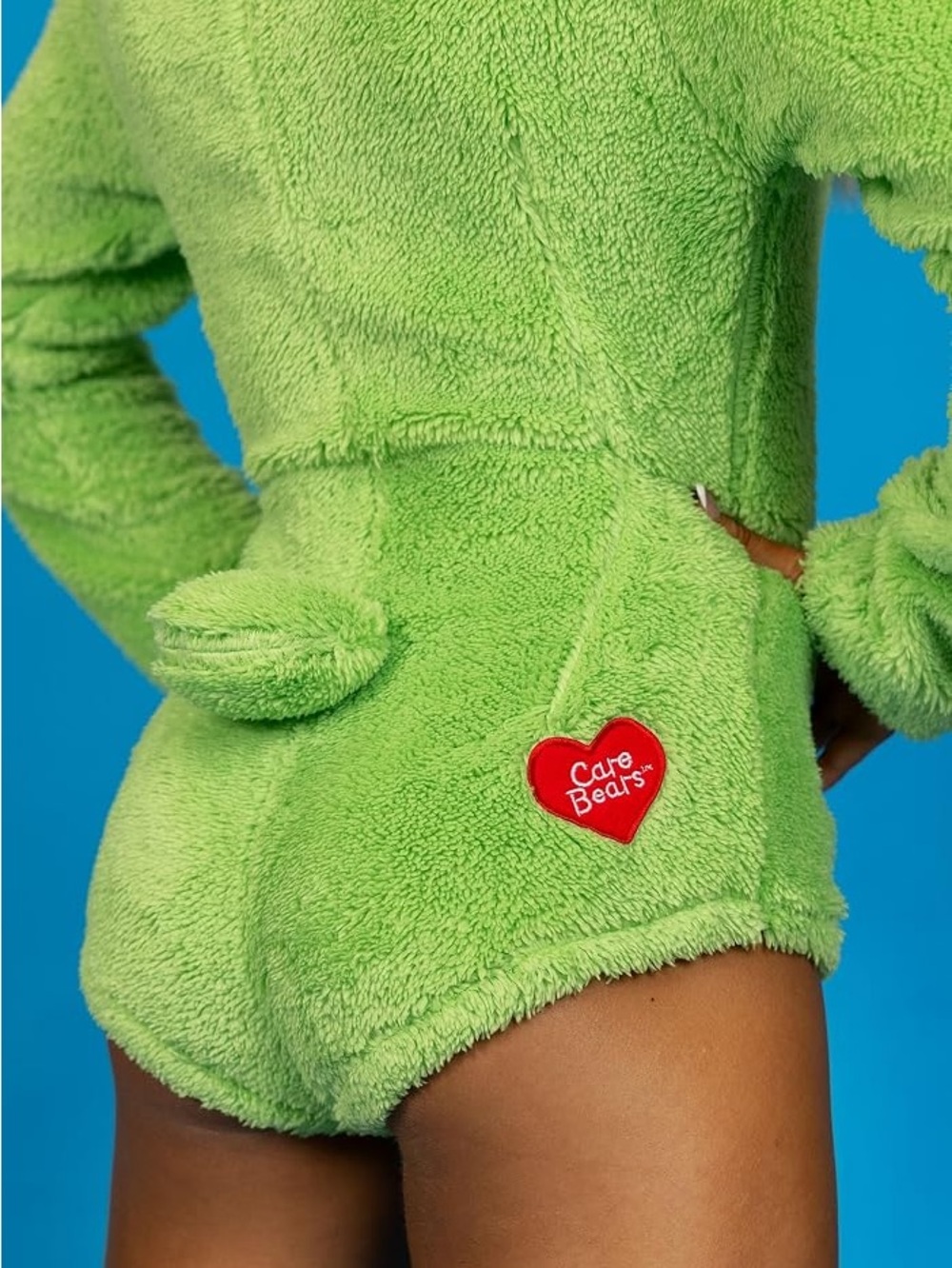Care Bears Lime Green Hooded Plush Onesie Romper - Picture 5 of 11